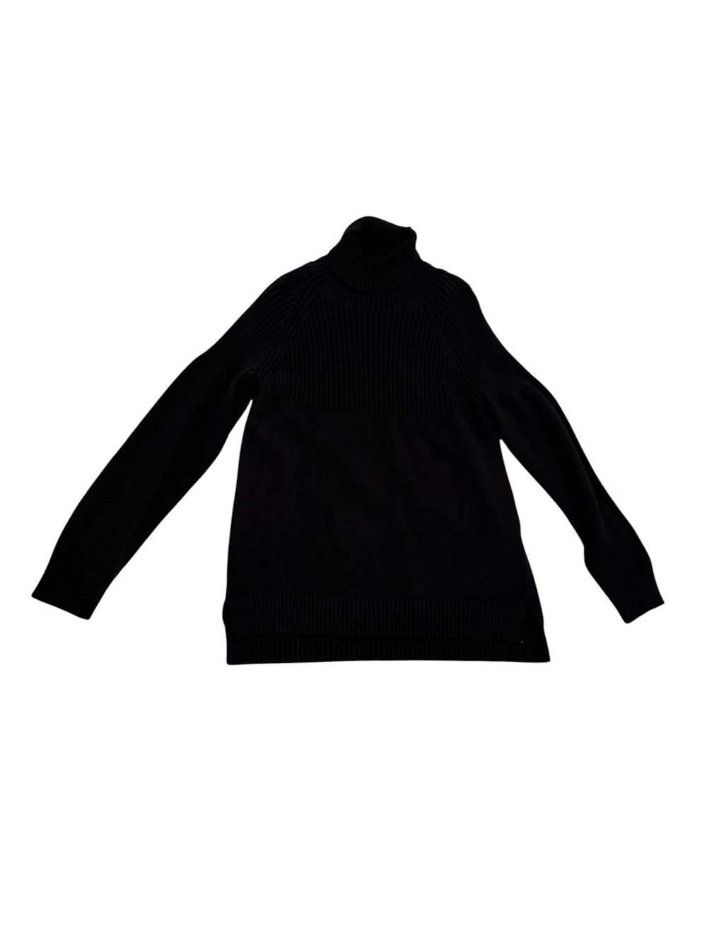 Black Turtleneck Rib-Knit Sweater